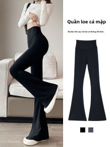 YAYANGREN | Quần ống loe màu đen cạp cao cho nữ mùa hè 2025 Quần yoga co giãn ống nhỏ thời trang thu xuân cỡ nhỏ