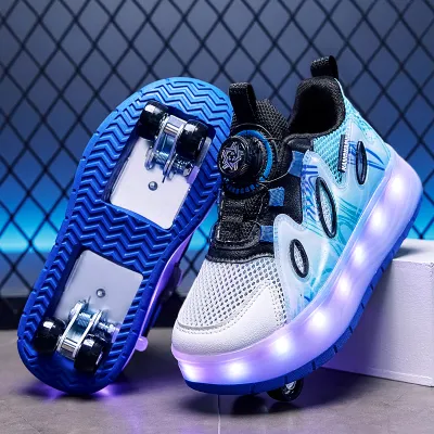 Ice Skating Shoes 4-Wheel Retractable
