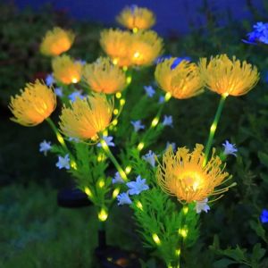 2 Pack Solar LED 3 Head Flower Lights Waterproof Lights Solar Flower Lights Garden Decorative with Yard Lawn Mothers Day Easter Decor