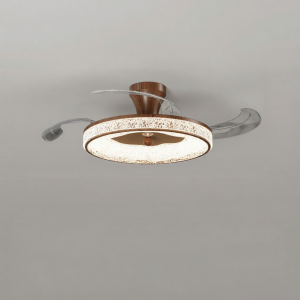 DGY | Invisible Fan Ceiling Light Quiet Walnut Wood Pattern Luxury Style