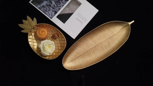 Luxury Gold Wooden Tray Nordic Table Decor Ornaments Fruit Decoration For Table Kitchen And Christma