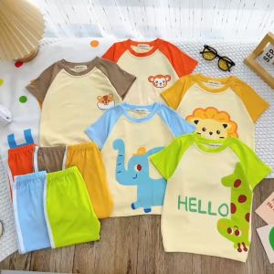 Bộ Quần Áo Trẻ Em Ngắn Tay Quần Dài Vải Thun Lạnh NATUCO Mềm Mịn Mát Cho Bé 0-8 Tuổi TN-IN177