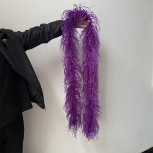 2M Purple White Ostrich Feathers Boa 3-20Ply Thick Natural Feather Shawl for Wedding Clothing Decoration Sewing Plumes Crafts