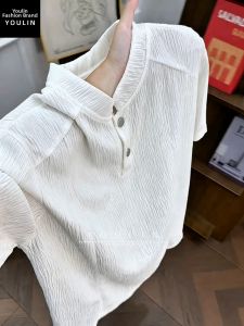 YOULIN | Breathable Deconstructed Ice Silk White Polo Shirt