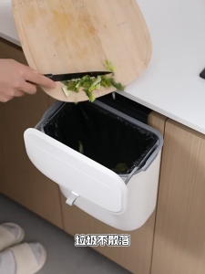 Kitchen Trash Can With Cover Sliding Wall Mounted Hanging Garbage Bin for Bathroom Waste Recycling Storage
