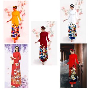 Vải May Áo Dài Chất Lụa Tuyết Nhật In 3D - Họa Tiết Độc Đáo - Vải Dày Dặn Co Giãn Nhẹ