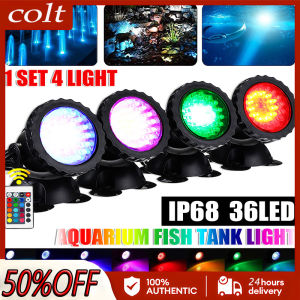 4-in-1 36LED RGB Underwater Fountain Light IP68 Waterproof with F5 Remote Pool Pond Aquarium Landscape Decor