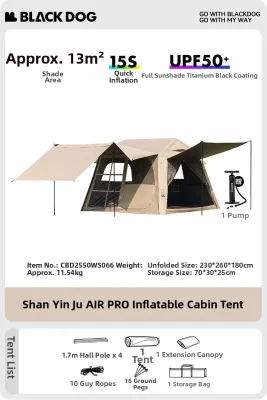 BLACK DOG | Auto Inflatable Tent Weatherproof Coldproof Camping Equipment