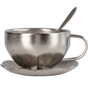 XIYUANJI | Titanium Double-layer Insulated Coffee Cup & Saucer Set with Spoon