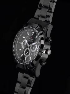 New Mens Steel Band Watch Calendar Student Mens Quartz Watch