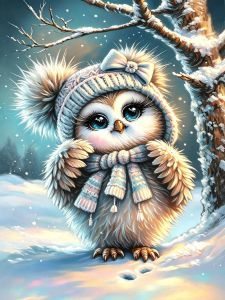 HUACAN Diamond Painting Owl Animal Mosaic Diamond Mosaic Winter Snow Wall Decor Living Room Full Square Round Drill Rhinestones