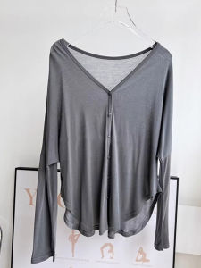 Áo khoác cardigan nữ Luofen cổ chữ V mỏng bằng vải modal chống nắng