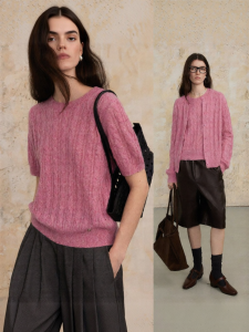 epoque de rueen | Retro Knit Short Sleeve Sweater Cardigan Set