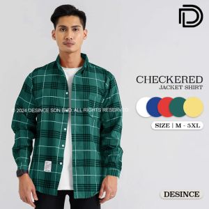 DESINCE Men Shirt Button Shirt Top Baju Kemeja Jaket Lelaki Man Jacket Checker Outerwear Box Line Design Korean MT 020