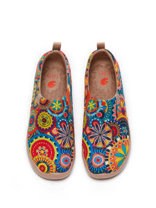 Comfortable Floral Canvas Slip-On Travel Shoes Flat Bottom Lightweight Breathable Anti-Slip Wear-Resistant EVA Outsole Womens Casual Sneakers