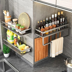 Giá Để Gia Vị Nhà Bếp Chống Nước Gắn Tường Hợp Kim Nhôm Kệ Đựng Đồ Cho Phòng Tắm Góc Tắm Hộp Đựng Mỹ Phẩm