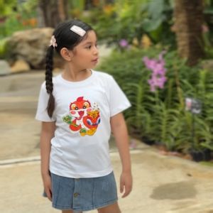 CNY 2025 Kids 100% Cotton T-shirt Boy/Girl (3-14 Year) Snake Year Short Sleeve Round Neck Red T-shirt CNYKR2