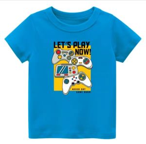 kaos atasan oblong anak laki laki lengan pendek LETS PLAY NOW KATUN POLOS SANTAI