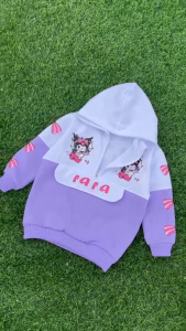 jaket sweater anak gratis nama karakter kuromi cinamonrol Bahan Flecee