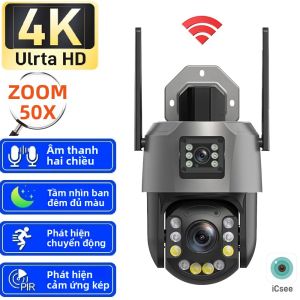 Camera IP Wifi 4K HD Camera Kép Màn Hình Kép Zoom Quang Học 20/50X AI Tự Động Theo Dõi Tầm Nhìn Ban Đêm Màu Sắc Camera PTZ Ngoài Trời