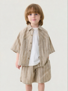 Marc&Janie | Breathable Linen Japanese Style Boys Short Sleeve Shirt Set