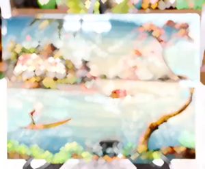 Tranh sơn mài đồng quê vẽ màu cẩn trứng đẹp Thanh Bình Lê hàng xuất khẩu 30x40 cm