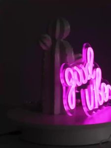 Chi-buy LED Neon Good Vibes USB Powered Neon Signs Night Light 3D Wall Art & Game Room Bedroom Living Room Decor Lamp Signs