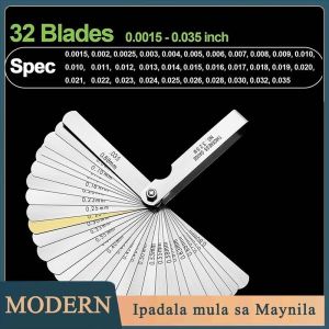 32pcs Stainless Steel Feeler Gauge 0.04mm-0.88mm Metric Thickness Gage Set For Gap Measurment Tool