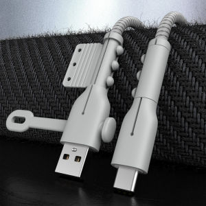 เคสป้องกันสายชาร์จแบบซิลิโคนสำหรับ Apple Android Huawei VIVO Xiaomi OPPO ชาร์จไฟ ป้องกันการหักงอ