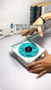 Speaker Waves Viny Retro Aqua Audio Bluetooth Music Aurora light Room Vintage aesthetic lucu