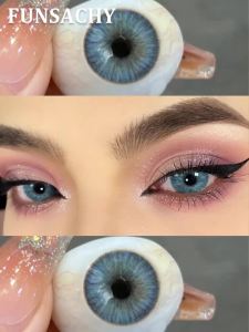 FUNSACHY 1 Pair Fashion Color Contact Lenses for Eyes Blue Natural Lenses Green Beauty Pupils Softlens Yearly Cosmetic Women Men
