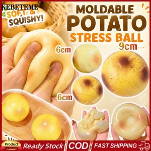 KEBETEME Moldable Potato Squishy Stress Ball Super Soft Squeeze Fidget Toy 2 Sizes 6cm 9cm Realistic Potato Shape Slow Rebound Anxiety Relief Decompression Toy for Kids Adults
