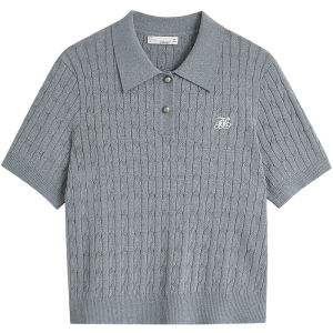 INMAN | Miu-Style Cable Knit Short Sleeve Thin POLO Shirt