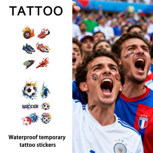 Glitter Football Waterproof Temporary Tattoo Long-Lasting and Waterproof Soccer Fan Face Stickers For Arm Face