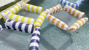 น้ำเปลลอยน้ำ แถมฟรี สูบลม 003 เตียงลมลอยน้ำ เก้าอี้ สระว่ายน้ำห่วงยางชายหาด สำหรับผู้ใหญ่