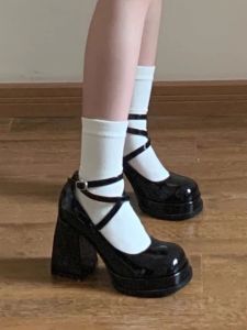 รองเท้าส้นสูง Mary Janes หนังนิ่ม ทรงหัวมน สำหรับผู้หญิง ทรงหัวมน ส้นหนา สไตล์หวาน สำหรับใส่ไปงานปาร์ตี้ในช่วงฤดูใบไม้ผลิ