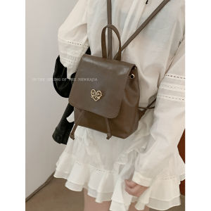 กระเป๋าเป้สะพายหลังรูปหัวใจกระเป๋าผู้หญิงกระเป๋าเป้แนววินเทจแฟชั่นสไตล์เกาหลีแบบใหม่ปี2023กระเป๋าเดินทางแบบถือสะพายไหล่แมทช์ลุคง่ายสำหรับคนส่วนน้อย