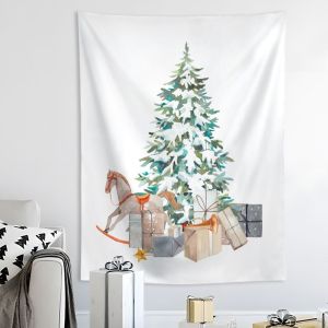 VIKAMA Màu Nước Cảnh Tuyết Cây Giáng Sinh Tấm Thảm HD Polyester Chống Mài Mòn Nền Phòng Khách Trang Trí Treo Tường