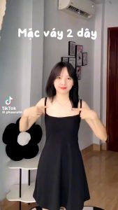 Váy 2 Dây Gân Thái Xanh Ôm Eo Xoè Kèm Áo Khoác Ngoài Cực Đẹp R59