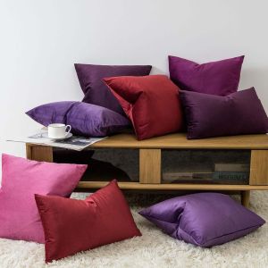 Red Purple Gift Velvet Pillow Covers for Couch Sofa Bed Soft Decorative Christmas Cushion Covers Case for Living Room Home Decor