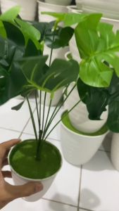 BUNGA MONSTERA POT DAUN MONSTERA DAUN ARTIFICIAL BUNGA PLASTIK TANAMAN ARTIFICIAL DAUN HIAS HOMEDECOR