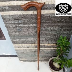 Tongkat jalan kayu kelor Jawa model cula premium profil bubut