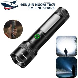 SMILING SHARK | Đèn Pin Cắm Trại Có Thể Sạc Lại SMILING SHARK LED Đèn Pin Zoom 6 Chế Độ Với Đèn Bên COB Đèn Cảnh Báo Màu Đỏ/xanh Lam Chống Nước Cho Các Hoạt Động Ngoài Trời