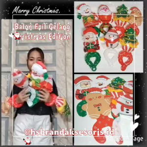 (1PCS) GELANG FOIL EDISI NATAL / GELANG NATAL BALON UNIK DAN LUCU / BALON FOIL GELANG TANGAN SANTA SNOWMAN TREE GINGERBREAD / CUTE CHRISTMAS FOIL BALLOON WRISTBAND / BDC7990