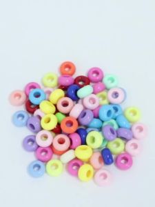 50pcs/lot Big Hole Acrylic Spacer Beads Colorful Flat Round Loose Abacus Beads For DIY Handmade Bracelet Keychains Accessories