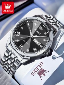 OLEVS | Đồng Hồ Nam Thời Trang Chống Nước Phát Sáng Quartz Dây Thép