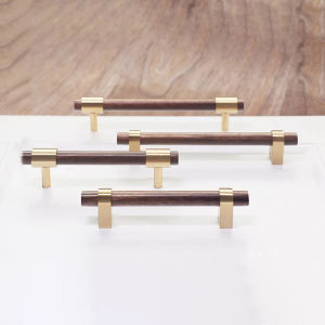 Tay Cầm Bằng Đồng Gỗ Tay Cầm Đơn Giản Nhẹ Sang Trọng Bằng Gỗ Óc Chó Sang Trọng Đồ Nội Thất Phòng Tắm Tủ Quần Áo Ngăn Kéo Cửa Một Lỗ Tay Cầm Hai Lỗ