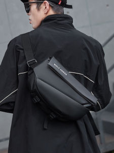 Mens Large Capacity Magnetic Buckle Crossbody Backpack Casual Cycling Shoulder Bag Soft Handle Lock Closure Oxford Cloth