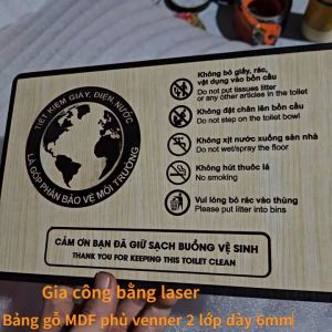 [GNG] Bảng gỗ MDF nội quy yêu cầu giữ sạch phòng vệ sinh chung bảng gỗ trang trí toilet