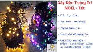DÂY ĐÈN LED CHỚP TRANG TRÍ NOEL TẾT ( 40M - 180 Bóng ) Lục Giác Q8 Chống Nước